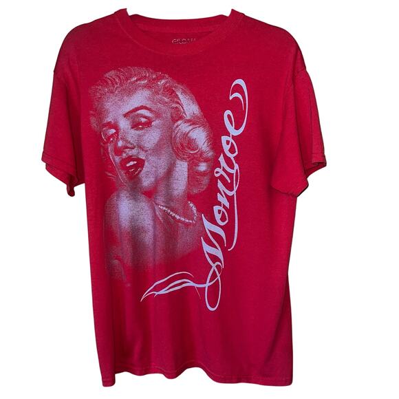 Red Short Sleeve Crew Neck Marilyn Monroe Graphic Print T-Shirt Size Medium - Picture 1 of 7